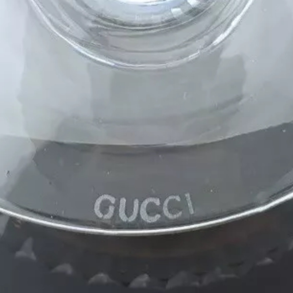 VINTAGE AUTHENTIC GUCCI Set Of 2 Vertical Cut Crystal Brandy Snifters Glasses - Picture 6 of 6